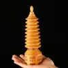 Suministro al por mayor de Torre Wenchang Redonda de Nueve Pisos 9 Pisos de Madera de Durazno Adorno 19cm
