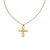 Collar con Colgante de Cruz de Acero Inoxidable Turquesa Maltés Cadena para Clavícula de Piedra Natural para Mujer Joyería Transfronteriza Europea y Americana