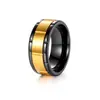 Anillo Negro Dorado Más Vendido de Amazon para Hombre con Números Romanos y Diamantes, Piedra Negra, Moda de Negocios, Anillo Personalizado para Hombre al por Mayor
