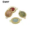 WT-C336 Conector de Colgante con Gema de Color Ovalada Incrustada de Circonita Accesorios para Pendientes de Niña Collares