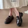 Em estoque~ Mocassins de couro genuíno com sola grossa, sapatos slip-on de sola macia que não cansam os pés, sapatos pequenos de couro estilo JK universitário para mulheres