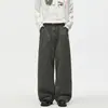 Pantalones de trabajo rectos estilo punk desgastados para hombre con diseño segmentado deconstruido, pantalones casuales holgados de moda