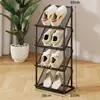 Secador de Sapatos de Chão para Varanda Artefato para Secar Sapatos em Casa Suporte Multifuncional de Ferro para Pendurar Sapatos em Ambiente Interno Prateleira Simples de Armazenamento