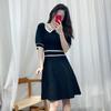 Ropa de Mujer de Alta Gama Nanyou Vestido de Verano para Mujer de Punto con Mangas Abullonadas Huecas y Cuello de Muñeca Estilo Francés de Lujo Ligero