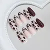 Avelã Estampa de Leopardo Estilo Gatinho Estilo Francês Doce e Descolado Estilo Europeu e Americano Arte de Unha Removível 30 Peças Unhas Postiças