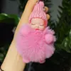 Rojo de red nuevo imitación piel de conejo perezoso muñeco de dormir colgante llavero muñeca linda adornos decorativos para bolsa regalo venta al por mayor