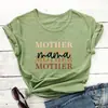 Comercio exterior europeo y americano transfronterizo deseo Día de la Madre mamá camiseta de manga corta con cuello redondo y estampado de letras a color