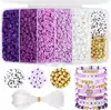 Venda Quente Transfronteiriça Kit DIY de Argila Macia 6 Compartimentos Contas de Letra Contas de Arroz Contas Espaçadoras Fio Elástico Caixa de Materiais Conjunto