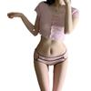 Pure Desire Code ~ Panties sin costuras con borde de encaje Malla Sexy Cintura baja Entrepierna de algodón puro Calzoncillos tipo hipster con trasero abullonado para mujer