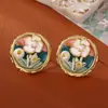 Pendientes Estilo Medieval Jardín de Monet Perlas de Agua Dulce Naturales Pendientes de Flor Retro Europeos y Americanos de Alta Gama Pendientes de Diosa