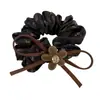 Goma para el pelo retro floral Melard con flores aterciopeladas, lazo de pedrería, liga para el pelo, accesorio para el pelo al por mayor