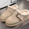 Versión de Piel de Vaca de Zapatos Birkenstock con Forro Cálido de Lana de Cordero, Nuevos Zapatos de Algodón Slip-On Otoño e Invierno 2026, Pantuflas de Punta Cerrada