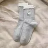 Meias de Renda Sem Costura para Mulheres, Meias Respiráveis de Cano Médio para Primavera e Verão, Bordado Fofo de Urso, Meias Slouch com Punho Bolha Estilo College