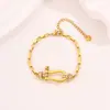 Pulsera de Patchwork Cubano Estilo Francés Pequeño Moda Abalorios de Pedrería Elegante Lujo Ligero Nicho Ropa Versátil Acero de Titanio Colorido Pulsera