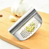 Prensa de Ajo Circular en Forma de Arco de Acero Inoxidable, Molinillo de Ajo, Machacador de Jengibre y Ajo, Triturador Manual de Ajo para Cocina Casera, Pelador de Ajo