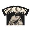 Camisa Casual de Manga Corta para Hombre con Estampado de Letras y Personajes de Moda Europea y Americana, Estilo Hip-Hop Gótico con Estampado de Patrones Grandes Punk