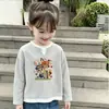 Camiseta Elegante de Manga Longa para Meninas, Novo Estilo Primavera/Outono, para Crianças Médias e Maiores, Malha Waffle Falsa Duas Peças Casual Versátil Gola Redonda Camada Base