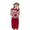 Traje de moda popular Spice Girl de principios de otoño, nueva camiseta suave de manga larga a rayas, falda adelgazante de cintura alta, tendencia para mujer