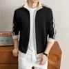 Moletom de Algodão 360g Roupa Externa Masculina Outono 2026 Novo Casual Simples Confortável Manga Longa Gola Alta Cardigan Masculino