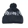 Gorro de Punto Jacquard con Bola de Pelo Estilo Coreano Nuevo Otoño e Invierno 2025 al por Mayor para Mujeres con Circunferencia de Cabeza Grande y Rostro Pequeño Gorro de Lana