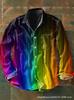 2025 Nueva Camisa de Manga Larga con Botones para Hombre Estilo Retro Amazon de Venta Caliente a Cuadros con Bloques de Color Impresión 3D Moderna