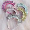Diadema de Cumpleaños Transfronteriza Decoración Láser Letras Inglesas Feliz Cumpleaños Tocado Diadema de Lentejuelas Suministros para Decoración de Fiesta