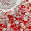 Cuentas de vidrio con grietas de hielo rojas para Año Nuevo, cuentas de bambú hechas a mano, collares, pulseras y accesorios de joyería.
