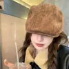 Gorra de Estilo Coreano para Mujer en Otoño e Invierno, Boina para Caras Cuadradas y Redondas, Circunferencia de Cabeza Grande, Gorra de Periodista que Muestra el Rostro, Gorra de Pico de Pato para Usar al Revés