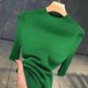 Suéter Delgado de Punto de Cuello Alto para Primavera y Otoño, de Manga Media, Nuevo Otoño, Ajuste Cinco, Ajustado, Estilo Occidental, Top de Manga Media