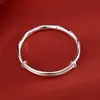 Pulseira de Juntas de Bambu em Prata Pura 9999, Estilo Novo, Subindo Constantemente, Pulseira Push-Pull de Prata Pura, Presente para Aniversário de Namorada ou Amante