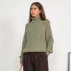 Suéter de cuello alto para mujer, tejido suelto, nuevo estilo, grueso, para otoño e invierno, de color liso, informal, de longitud media