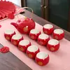 Set de Ceremonia de Té para Celebración de Boda, Suministros de Compromiso Estilo Chino, Bandeja Roja de Dote Nupcial, Tetera, Caja de Regalo para Juego de Té