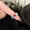 Anel de Rubi vintage estilo Palácio espiga de trigo anel de zircônia totalmente cravejado de diamantes anel aberto feminino com brilho de diamante