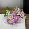 Ramo de simulación margarita pequeña manojo pequeño girasol crisantemo accesorios de fotografía ramo de mano decoración de boda crisantemo holandés simulación