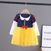 Vestido para Niña, Vestido de Primavera para Niña, Vestido de Princesa con Mangas Largas de Malla y Terciopelo Elsa para Niña Pequeña, Vestido de Frozen para Niña