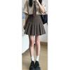 [Traje de Dos Piezas] Estilo Retro de Hong Kong Estilo Preppy Camisa de Manga Corta Rayada Superior Estilo Coreano Versátil Estudiante Bai Shihua