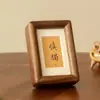 Mini marco de fotos pequeño de caligrafía china nogal madera maciza mesa impresión montaje pintura diy escritorio adornos creativos
