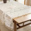 Estilo Ins Mantel Floral Lila Tela de Algodón y Lino Pastoral de Gama Alta Decoración de Escritorio Mantel Pequeño Fresco