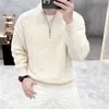 Suéter tejido a mano estilo vintage, con media cremallera, de la nueva colección otoño/invierno, engrosado para abrigar, perfecto como capa interior para pareja o como top de punto casual.