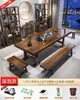 Gran combinación de mesa de té y silla de madera maciza, nuevo juego de mesa de té Kung Fu de estilo chino, mesa de té zen integrada para oficina y hogar