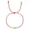 Pulseira Tecida DIY para Homens e Mulheres, Fio Branco e Dourado, Contas Redondas de Metal, Simples, Ajustável, 28cm