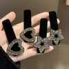 Pinza negra para el pelo, pasador, pinza, estilo pequeño Chanel, pinza BB de terciopelo, elegante, para la nuca, pinza para el pelo, pedrería, elegante, versátil