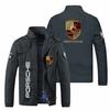 Nueva chaqueta europea y americana para hombre de comercio exterior con estampado de logo de coche, informal, holgada, deportiva, cárdigan transfronterizo con logo de coche, color liso, ropa para hombre