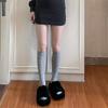 Calcetines de Pierna de Burbuja JK Rosados Blancos Chic de Combinación Versátil para Otoño e Invierno de Corea del Sur, Calcetines Blancos de Felpa de Moda para Mujer