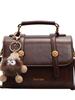 Bolso cuadrado pequeño de textura a color contrastante, bolso pequeño para mujer, 2024 nueva tendencia de línea, moda combinable, casual, de hombro, bandolera