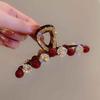 Pin Rojo Relleno de Perla Año Nuevo 2024 Nuevo Pin para el Cabello Parte Trasera de la Cabeza Pin de Tiburón para el Cabello Pin para el Cabello