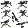 Minifiguras Militares, Ametralladoras Pesadas, Armas Pesadas, Modelos de Bloques de Construcción, Juguetes Educativos de Ensamblaje para Niños