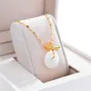 Colar de Aço Titânio Feminino Opala Fivela da Paz Joia Personalidade Laço Corrente Clavícula Pingente Elegante Feminino