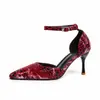 Sandálias Femininas Europeias e Americanas Sexy de Salto Agulha Transfronteiriças 2026 Primavera/Verão Novo Estilo Elegante Estampado de Cobra Slip-On Salto Alto