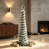 Árbol de Navidad Plegable Nuevo Transfronterizo 150 cm Árbol de Navidad Rosa Colorido Árbol Telescópico Denso Adorno de Decoración para el Hogar